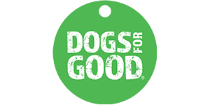Image for the Dogs for Good charity in the style of a green circular dog tag
