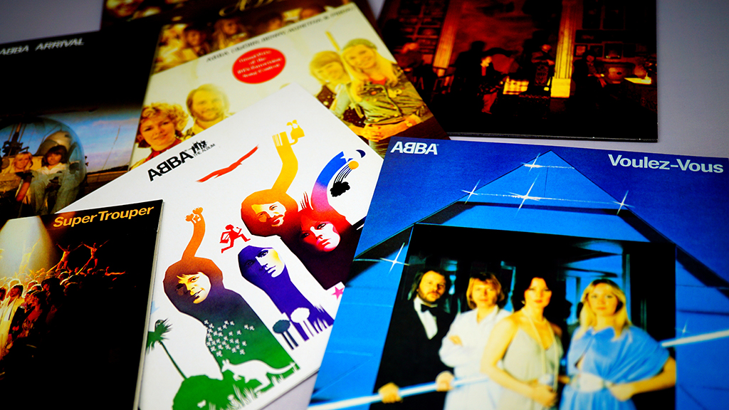 Rome, Italy: January 02, 2019: Collection of cd covers of the famous Swedish ABBA group. one of the most successful and beloved pop groups in the history of music