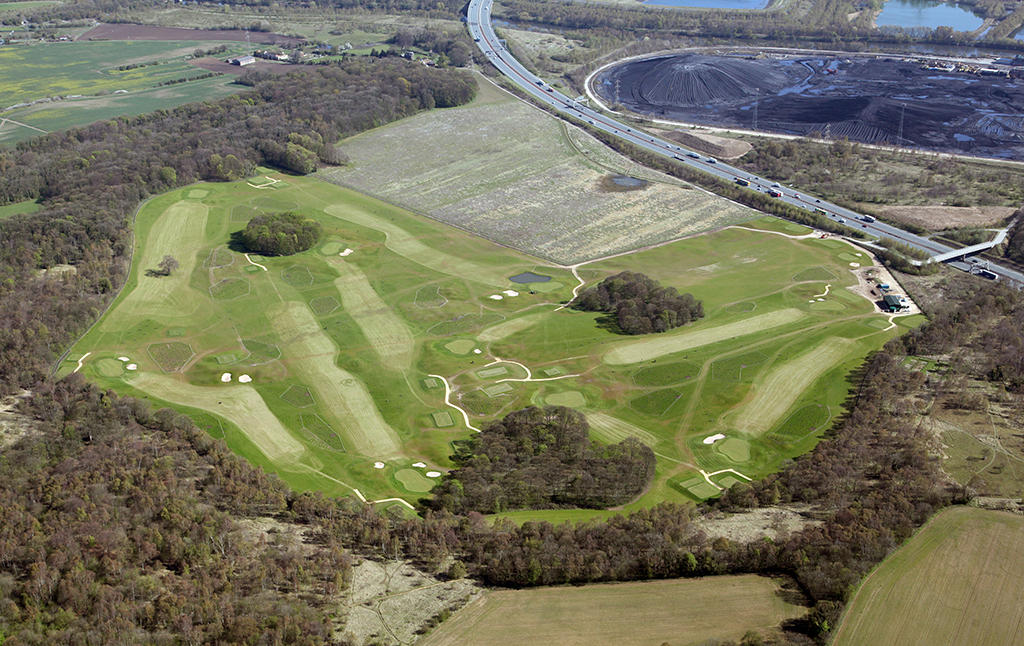 aerial view of a golf course near Ferrybridge in Yorkshire, UK