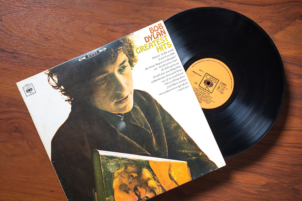 Bob Dylan hit collection vinyl music album. Udine Italy_March 09 2023