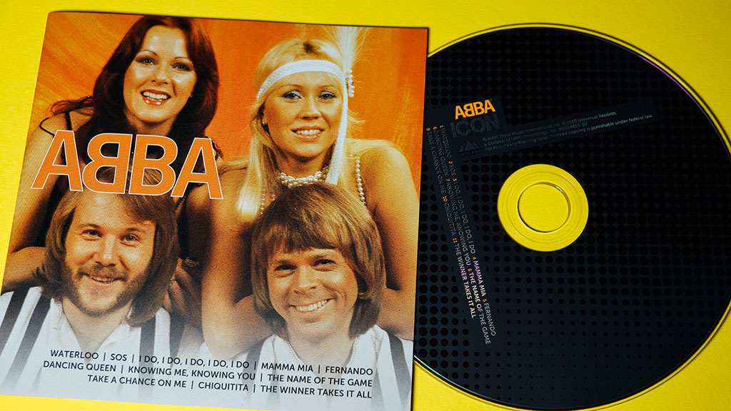 Rome, Italy - November 16, 2021, detail of ABBA's Icon Album, produced by the Swedish record company Polar Music.