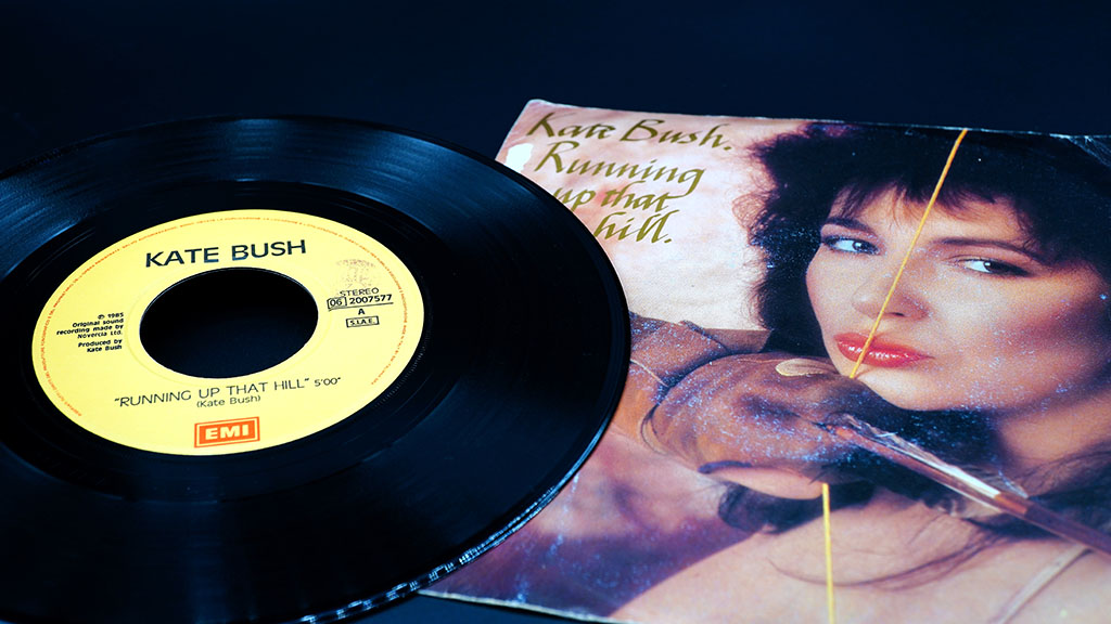 Rome, 11 August 2022: 45 rpm cover by British singer-songwriter and dancer KATE BUSH of her song Running up the hill, which reached first place in the charts 37 years after its publication